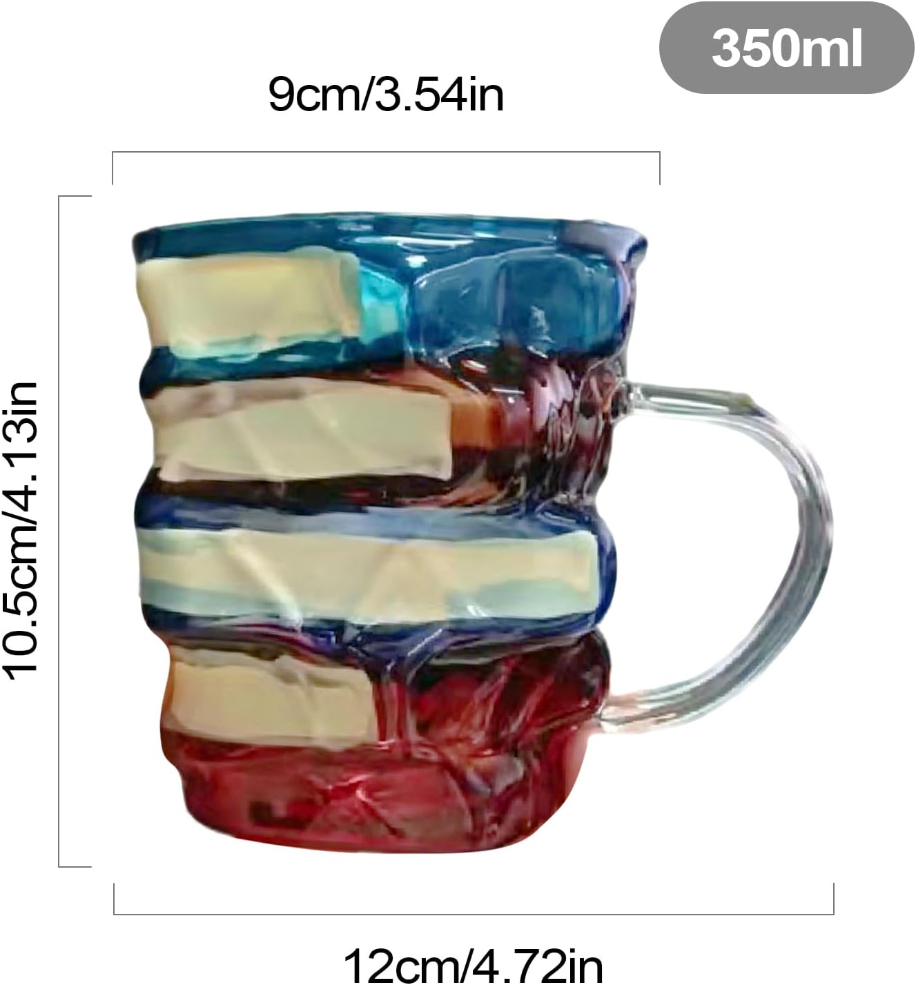 Book Coffee Mug, Painted Glass Bookish Coffee Cup, Colorful Cute Beverage Holder for Readers Women Teachers Literature Lovers Bookworm Friends Family Men Enthusiasts
