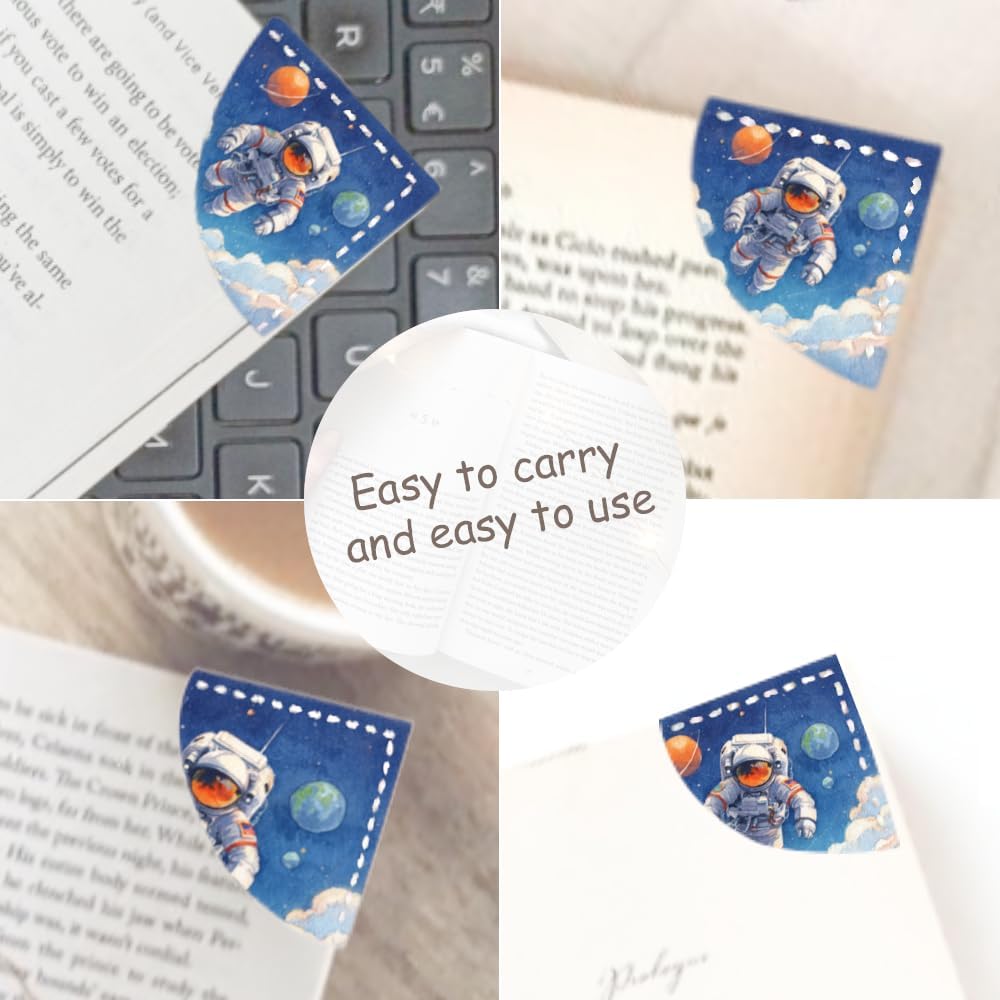 2PCS Leather Bookmarks 3.54 x 3.54 Inch Astronaut and Space Galaxy Design Reading Accessories for Books Journals Bibles Travel Diary Students Teachers and Book Lovers Gift