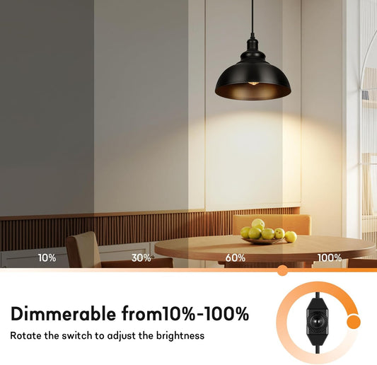 Lightess Black Pendant Lights Dimmable with Plug in Cord and ON/Off Dimmer Switch, Industrial Hanging Kitchen Island Light Fixture, LG9925343