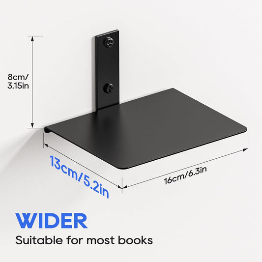 Invisible Bookshelf, Floating Book Shelves for Wall, Heavy Duty Wall Mounted Bookshelf for Storage, Hidden Book Organizer, Vertical Spine Shelf for Home and Office, 4 Pack, Black