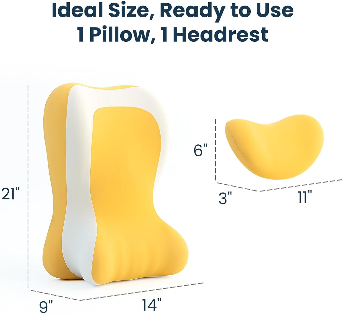SLEEP ZONE Memory Foam Reading Pillow, Multi-Position Support Bed Pillow for Petite Adults, Reading Tools, Pillows Prone Back and Knee Support Leg Elevation with Washable Cover, Yellow