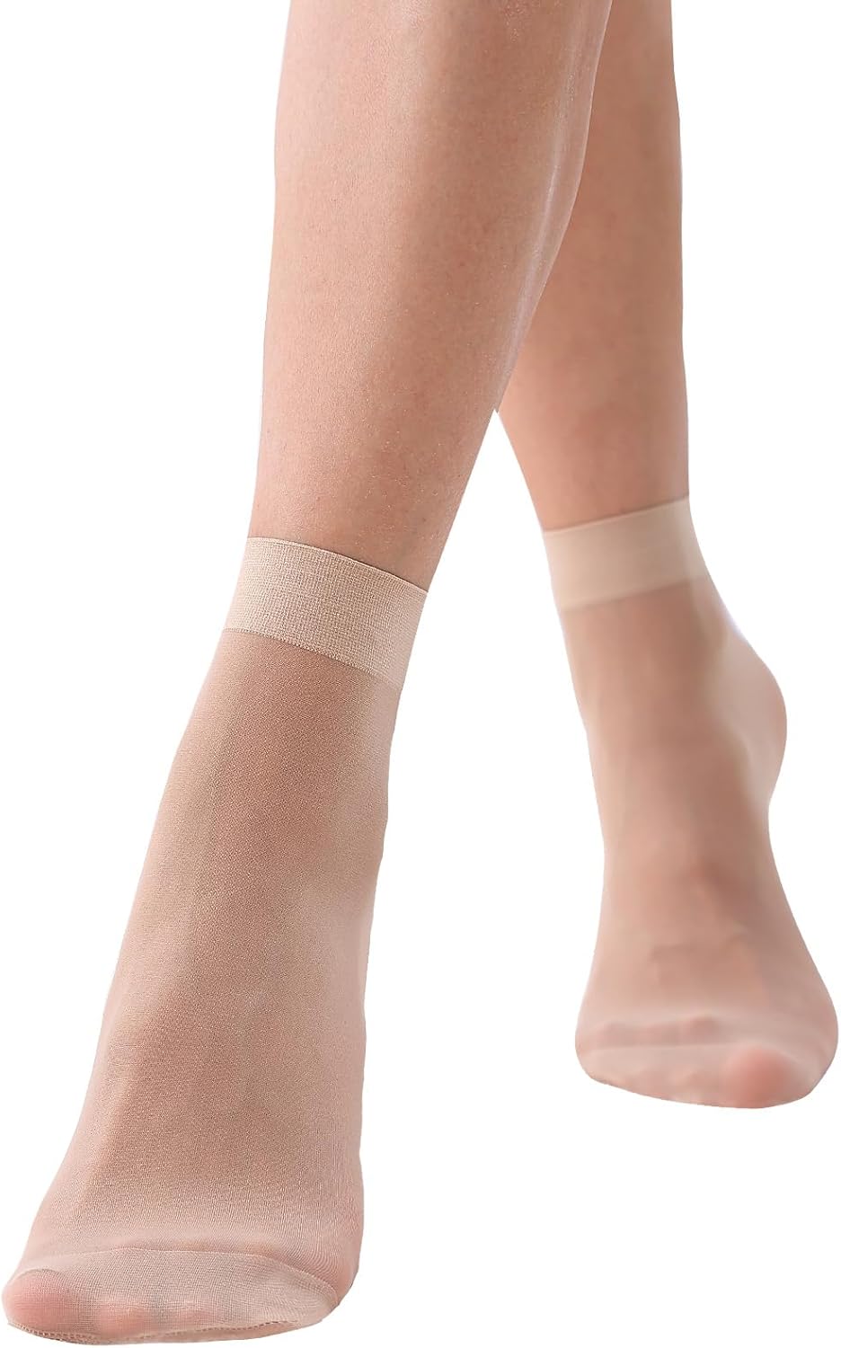 9 Pairs(in Gift Box) Ankle Sheer Socks For Women,Premium 20D Reinforced Toes in Black & Nude One Size