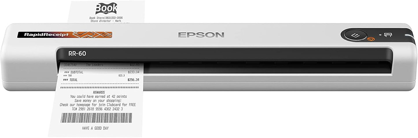 Epson RapidReceipt RR-60 Mobile Tax Receipt and Color Document Scanner with Complimentary Data Management Software for PC & Mac