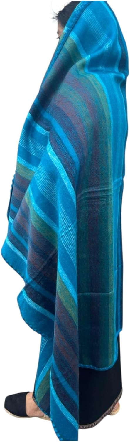 Alpaca Wool Blanket – Naturally Warm and Ultra-Soft Comfort – 95 x 65- Breathable and Hypoallergenic – Non-Itchy Alpaca Blanket, Handwoven, Cozy Feel and Beautiful Natural Texture(Turquoise Blue)