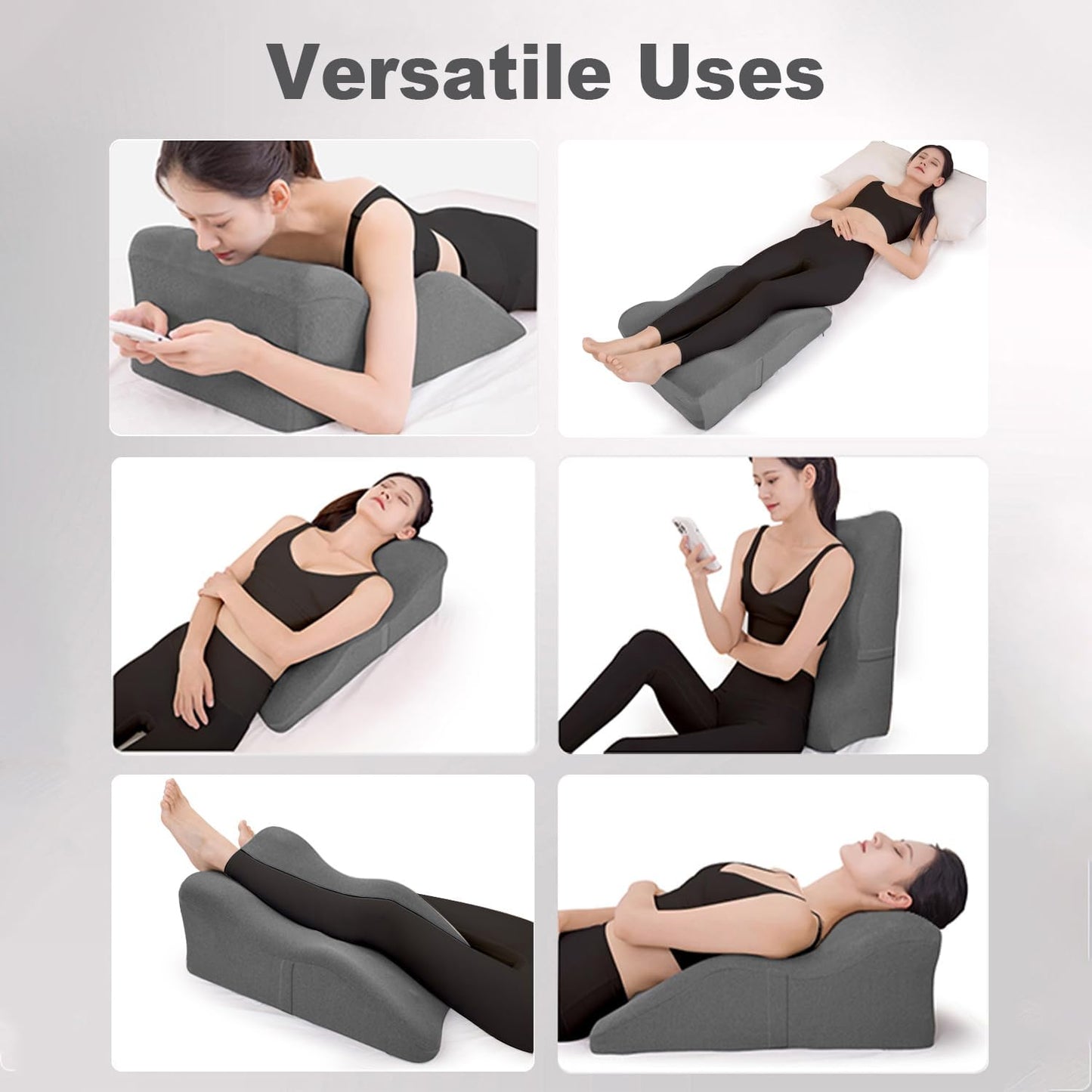 Leg Elevation Pillow with Soft Memory Foam, Wedge Pillow for Reading, Rest, Surgery, Relieves Back, Swelling, Hip, Knee Pain and Improves Blood Circulation