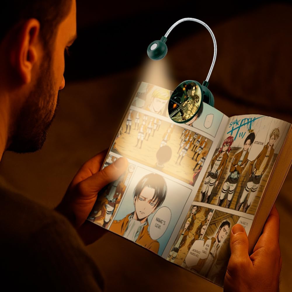 WITHit Clip On Book Light – Dimmable LED Reading Light for Books and eBooks, Reduced Glare, Portable, Cute Bookmark Light for Kids & Adults, Batteries Included (Levi, Attack on Titan)