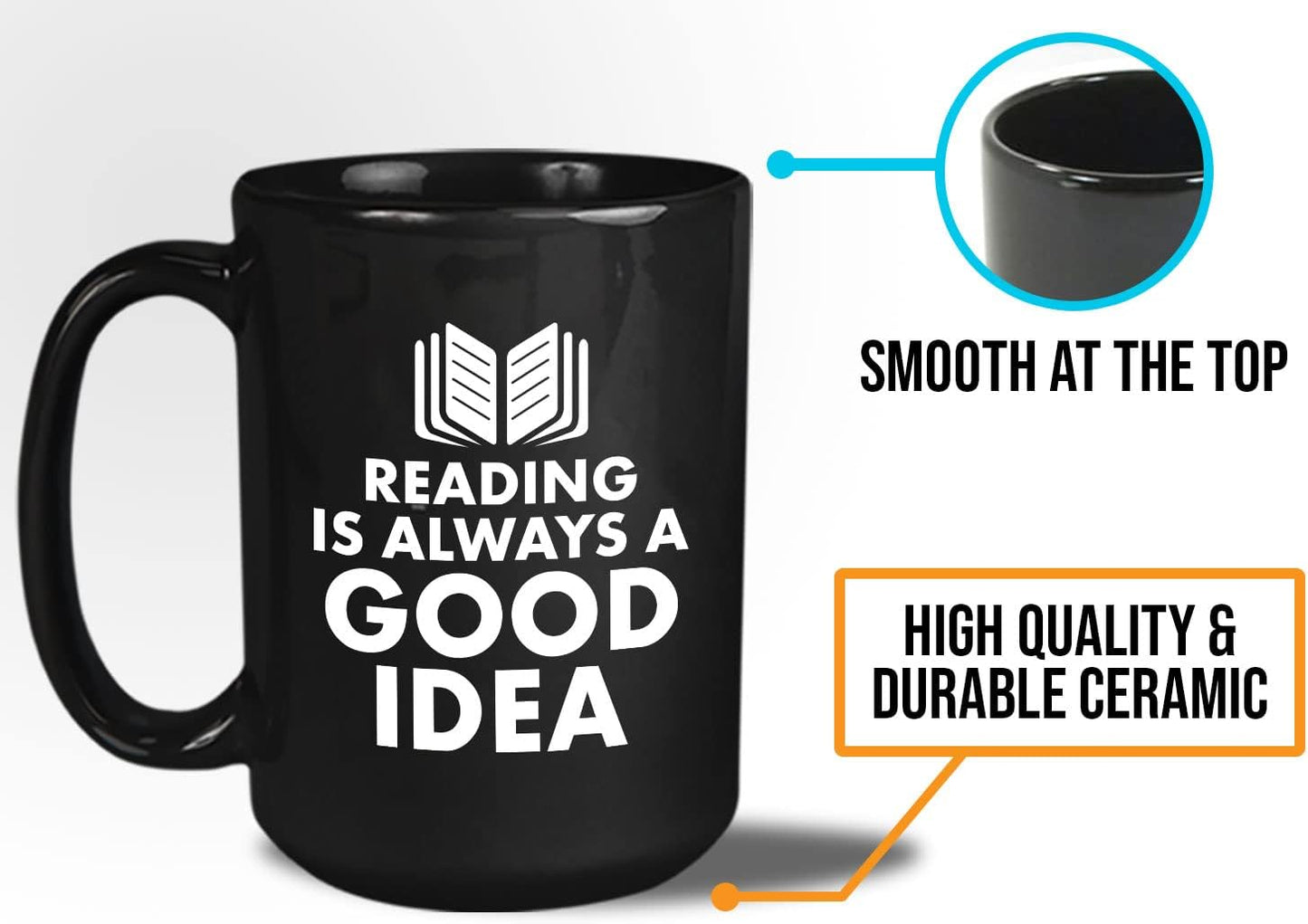 Book Lover Coffee Mug 15oz Black - reading is - Literary librarian Literature Bookworm Historian Public Library Curator Bibliophile Bibliolater