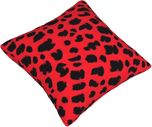 All-Season Square Pillow Covers 18"X18", Red Leopard, Decorative Throw Pillow Covers for Sofa Bed Couch, Hidden Zipper Cushion Cover, Square Lumbar & Accent Pillowcases for Home Decor