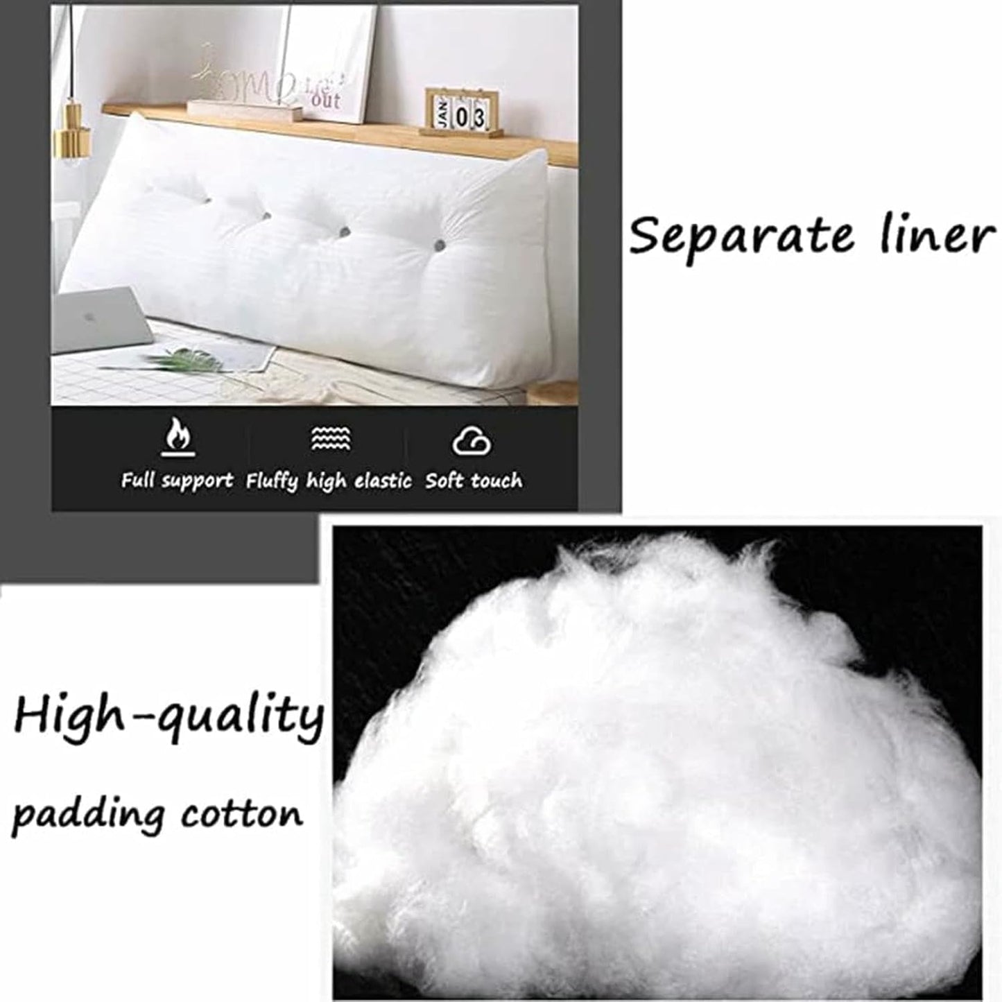 Triangular Headboard Pillow, Solid Color Triangle Cushion Reading Pillow, Large Bolster Positioning Support Wedge Pillow for Daybed Bed with Removable Cover~/