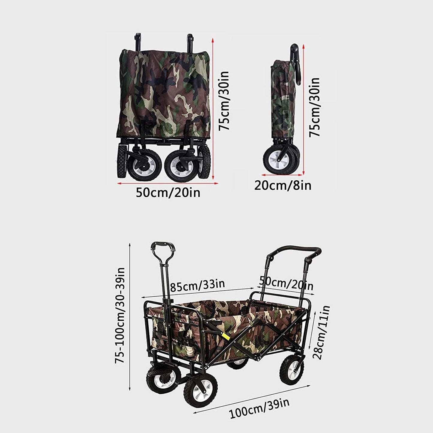 Portable Camping Cart,Outdoor Folding Utility Wagon Folding Camping Cart Garden Cart Portable Rolling Beach Outdoor Transport Vehicle Double Brakes 85 X 50 X 28cm Load-Bearing 80