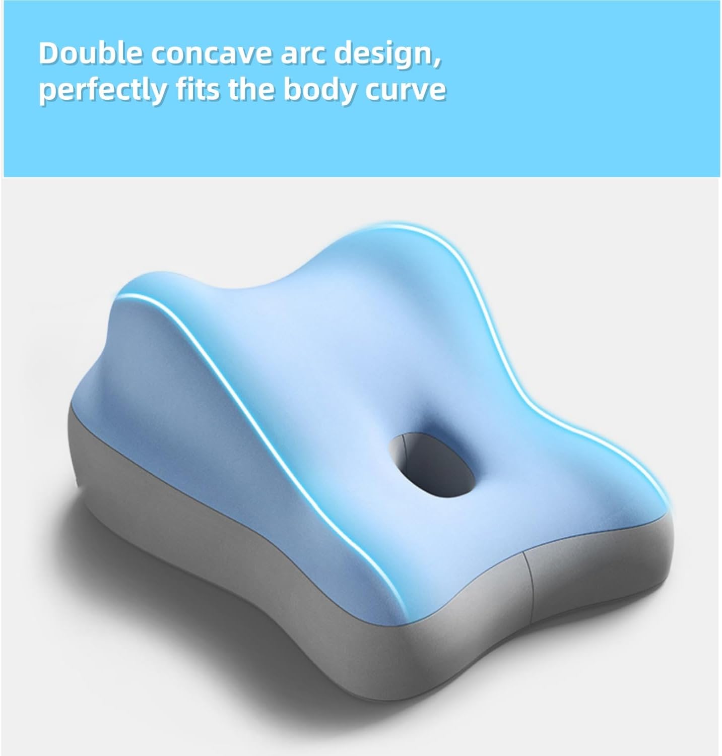 Memory Foam Lumbar Support Pillow for Office Chair, Bed, Body Support, Helps Relieve Back Pain, Ergonomic Comfort for Acid Reflux Relief, Sleeping and Reading (Double Gray)