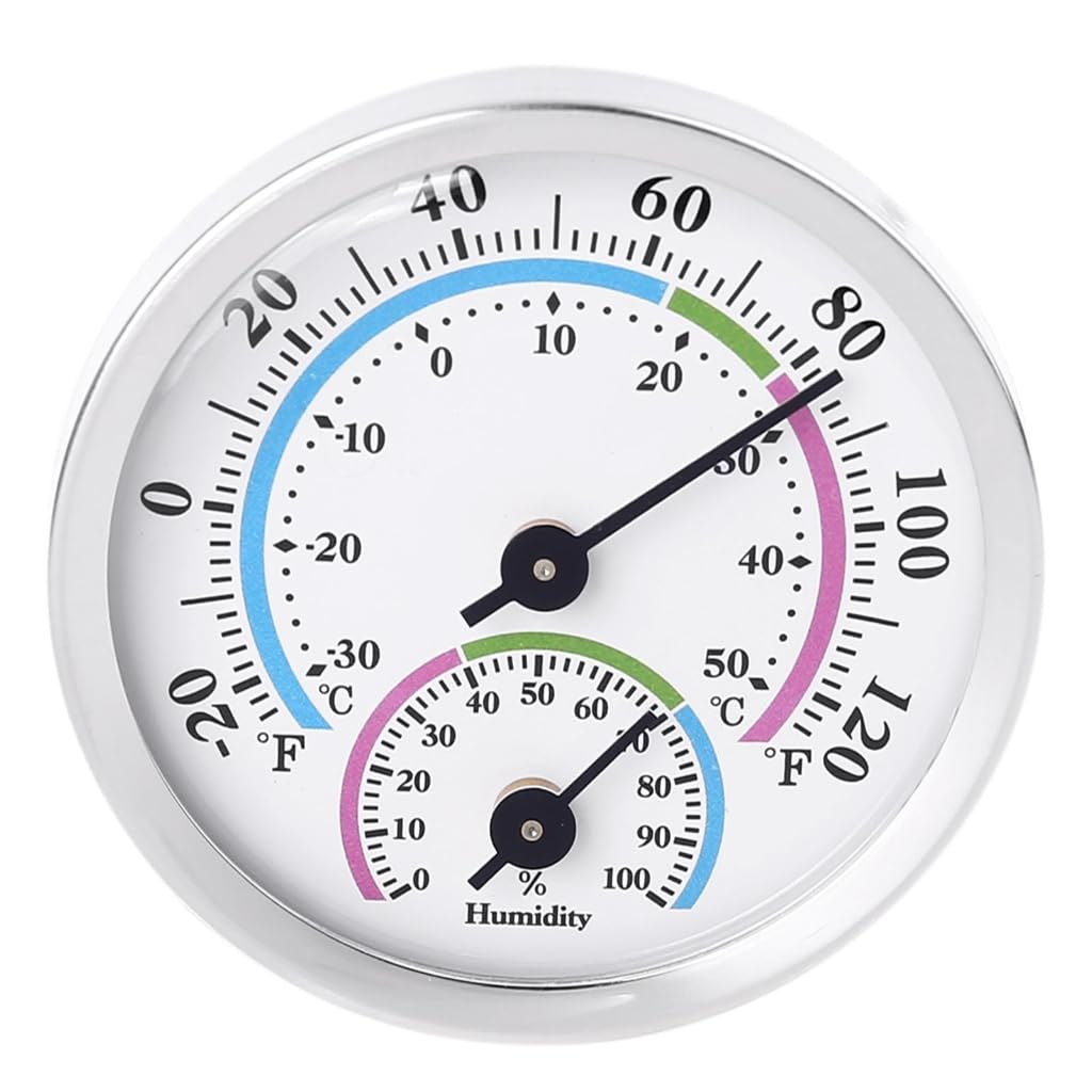 1PC Mini Humidity Gauge Aluminum Alloy Thermometer Hygrometer Dual Scale °C/°F for Home Office Indoor Monitoring