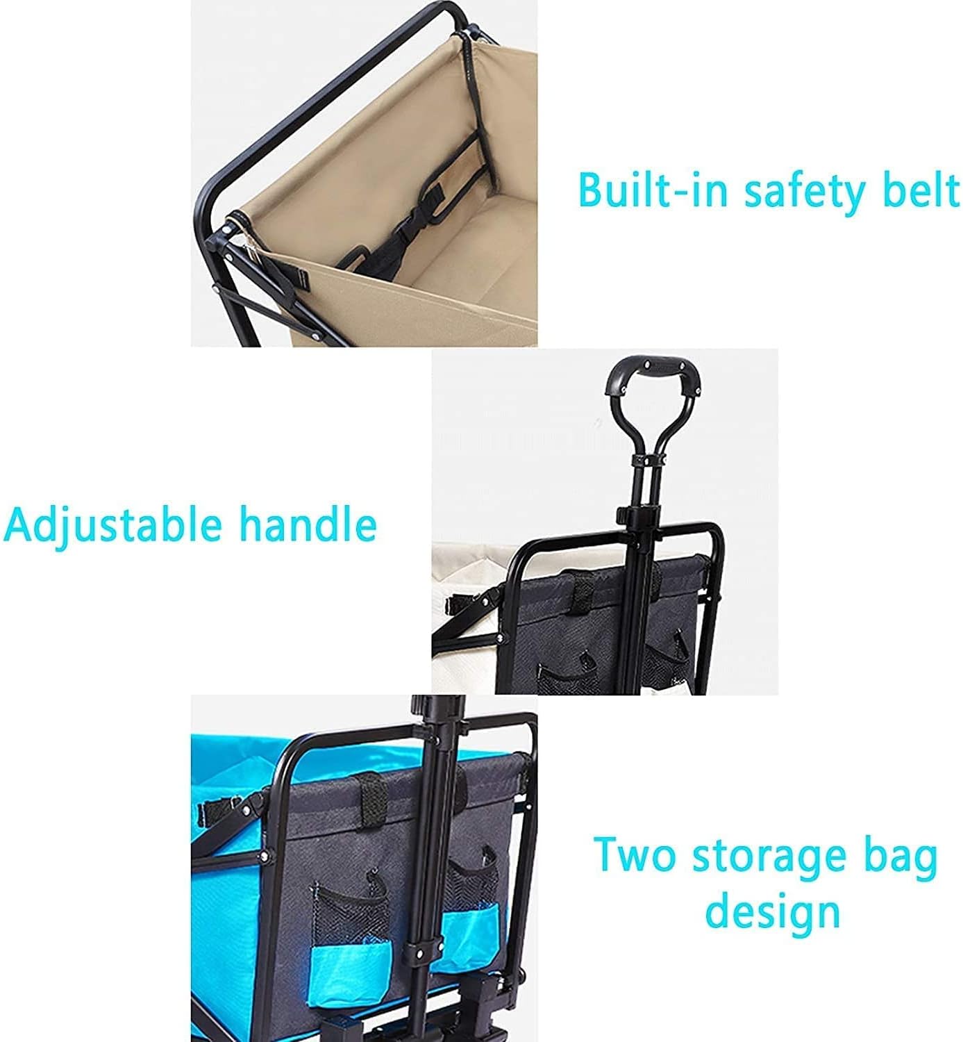 Beach Trolley Fishing Trolley with Putter Foldable Garden Utility Vehicle Large Capacity Heavy Trailer Convenient and l Bearing 100kg/220lbs (Color : Style 1)
