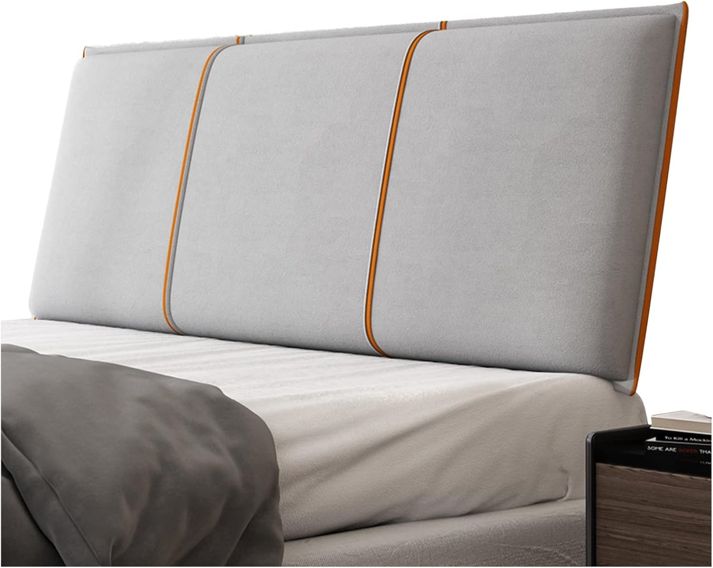 Headboard Bed Backrest Cushion Wedge Lumbar Pad Microfiber Cover Used for Bedroom Sofa Bed Reading Pillow Customizable (Color : Dark Blue Size : 90X60X10CM) (Light Gray 180X60X10CM)