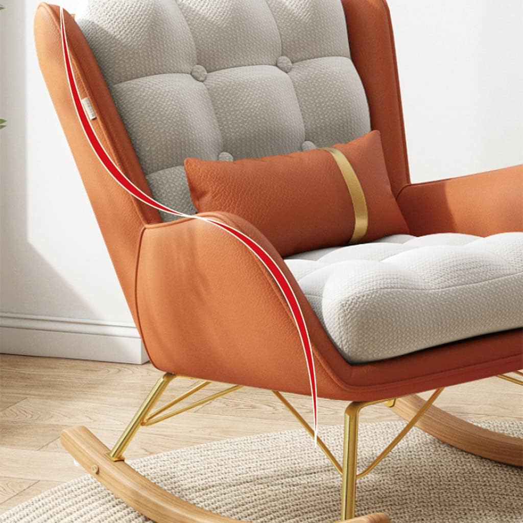 LSLYTQ Upholsted Rocking Chair - Rock WCotton Linen Cushion, Comfy Backrest & Seat, Single Rocking Chair for Living Room, Bedroom, Lounge, Office