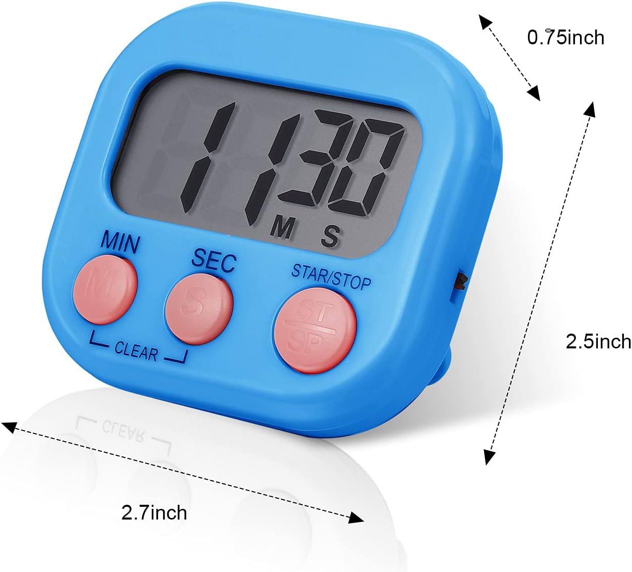 Weewooday 4 Pcs Large Classroom Timers Stopwatch Magnetic Kitchen Digital Timer Electronic Countdown Multi Function Loud Alarm Stopwatch for Cooking Sports Study Work Exercise Oven (4 Colors)