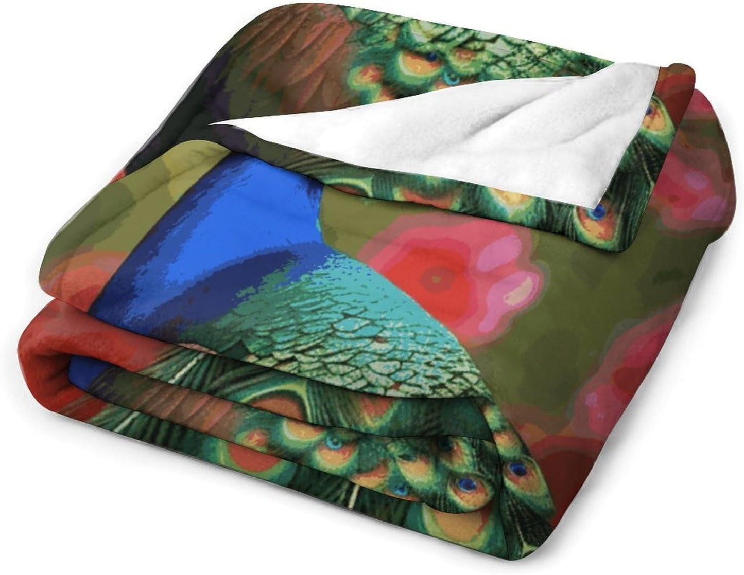 Peacock Flowers Blanket Super Soft Lightweight Throw Blanket Cute Cozy Warm Bed Blanket Decorative Fuzzy Blanket All-Season Home Decor Gift for Sofa Couch Living Room 50"*60"（130 * 150cm）