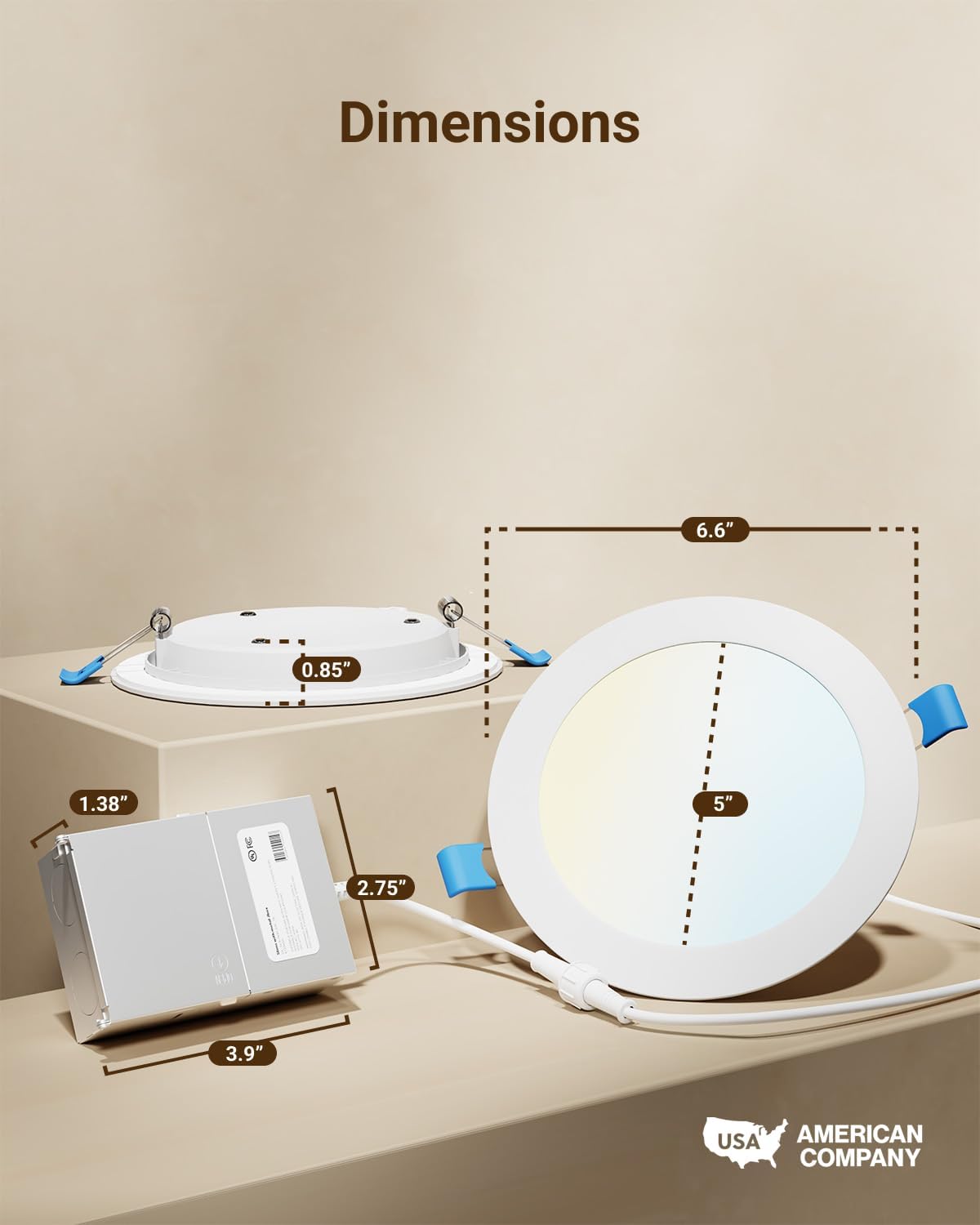 Sunco 6 Inch LED Recessed Light, Canless Ceiling Lights Slim with Junction Box, 1200 LM, 14W (100W Equivalent), Selectable CCT 2700K/3000K/4000K/5000K/6000K, Dimmable, Wafer Thin ETL 2 Pack