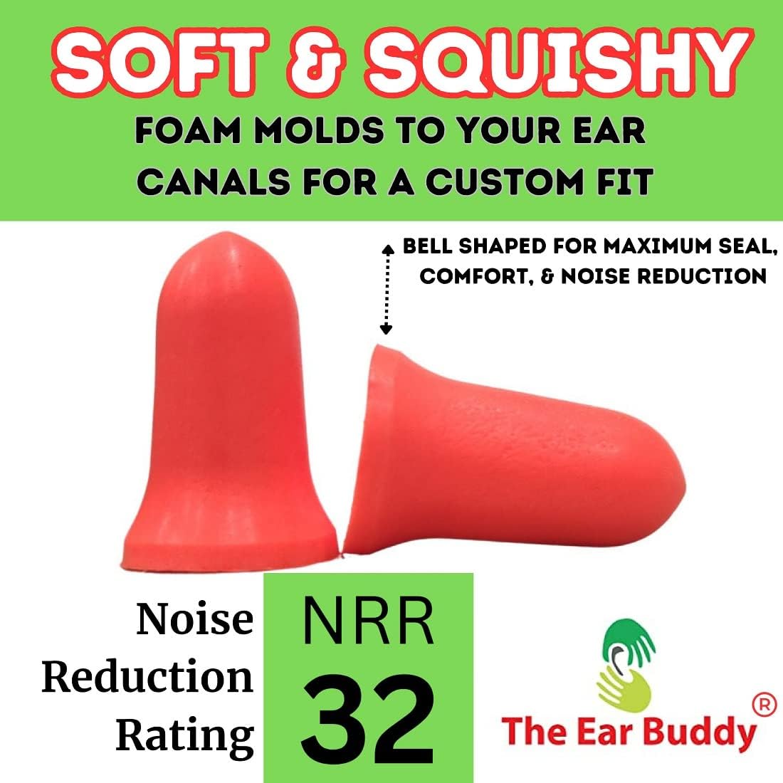 Premium Soft Foam Ear Plugs for Sleeping Noise Cancelling, Hearing Protection Earplugs for Shooting Range, Concerts, Work & Travel, Noise Reduction Rating 32 Decibels, 50 Pairs