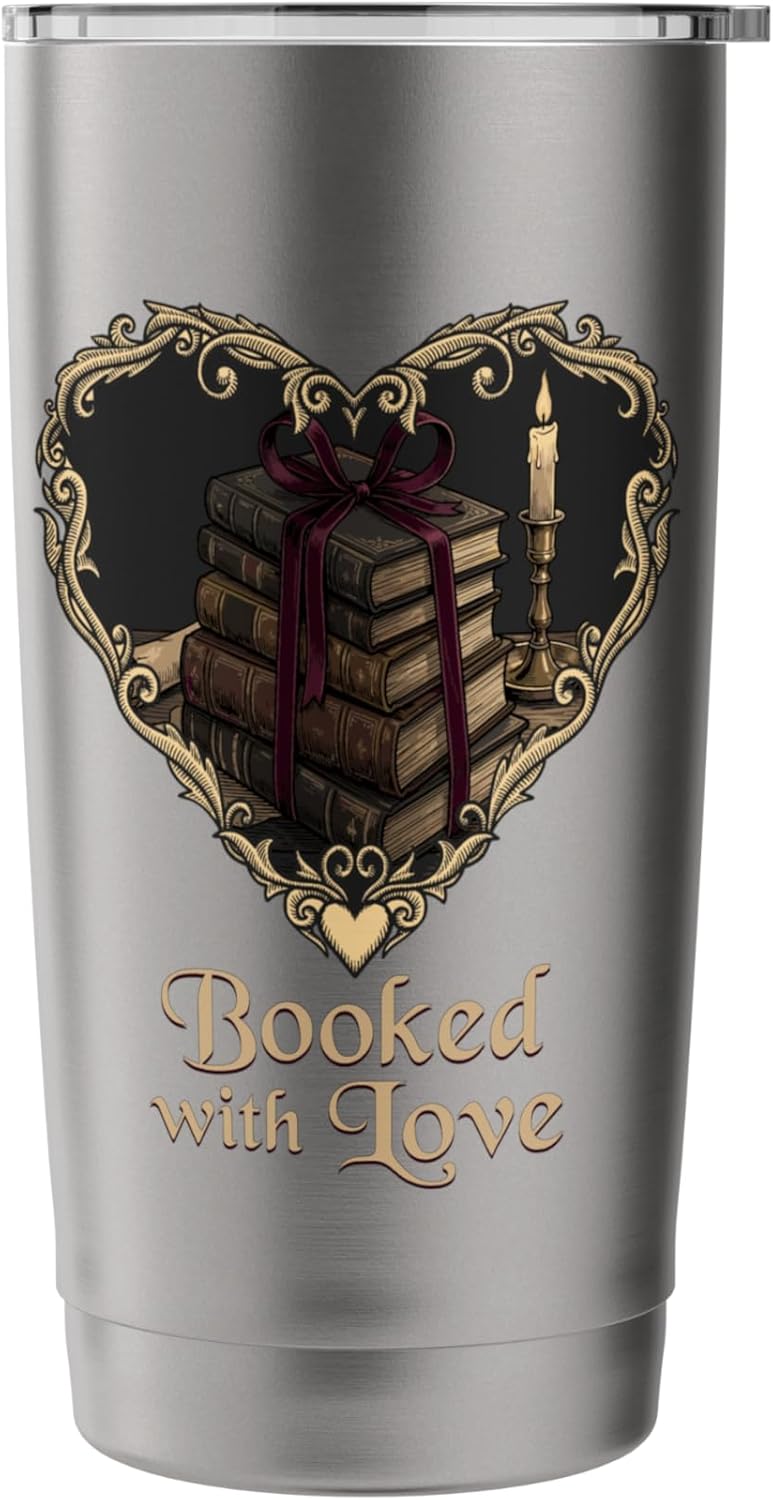 Booked with Love Romantic Reader Dark Academia Aesthetic Stainless Steel Insulated Tumbler
