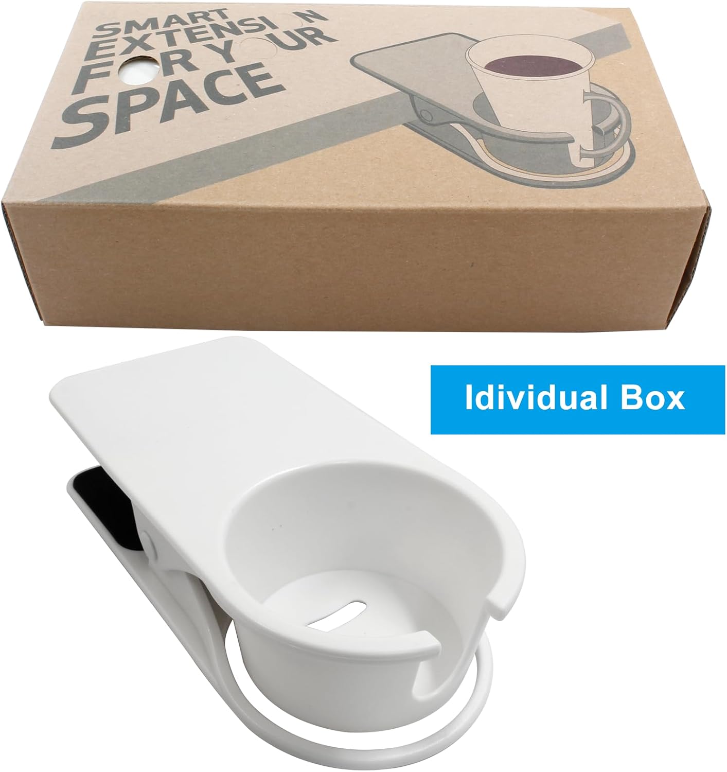 Drinking Cup Holder Clip, Desk Drink Holder with Clip for Water, Soda, Coffee Mug (White)