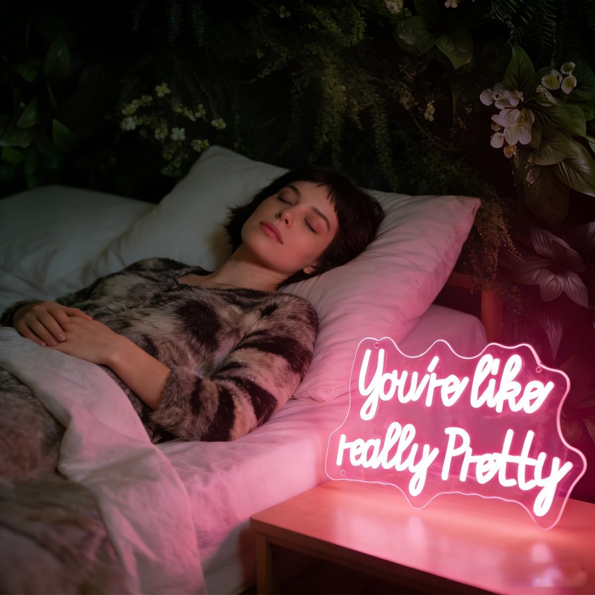 You like really pretty Neon Sign for bedroom wall,Pink led sign for wall decor with USB Power and Dimmer Switch,15 * 9 inch neon signs for room decor