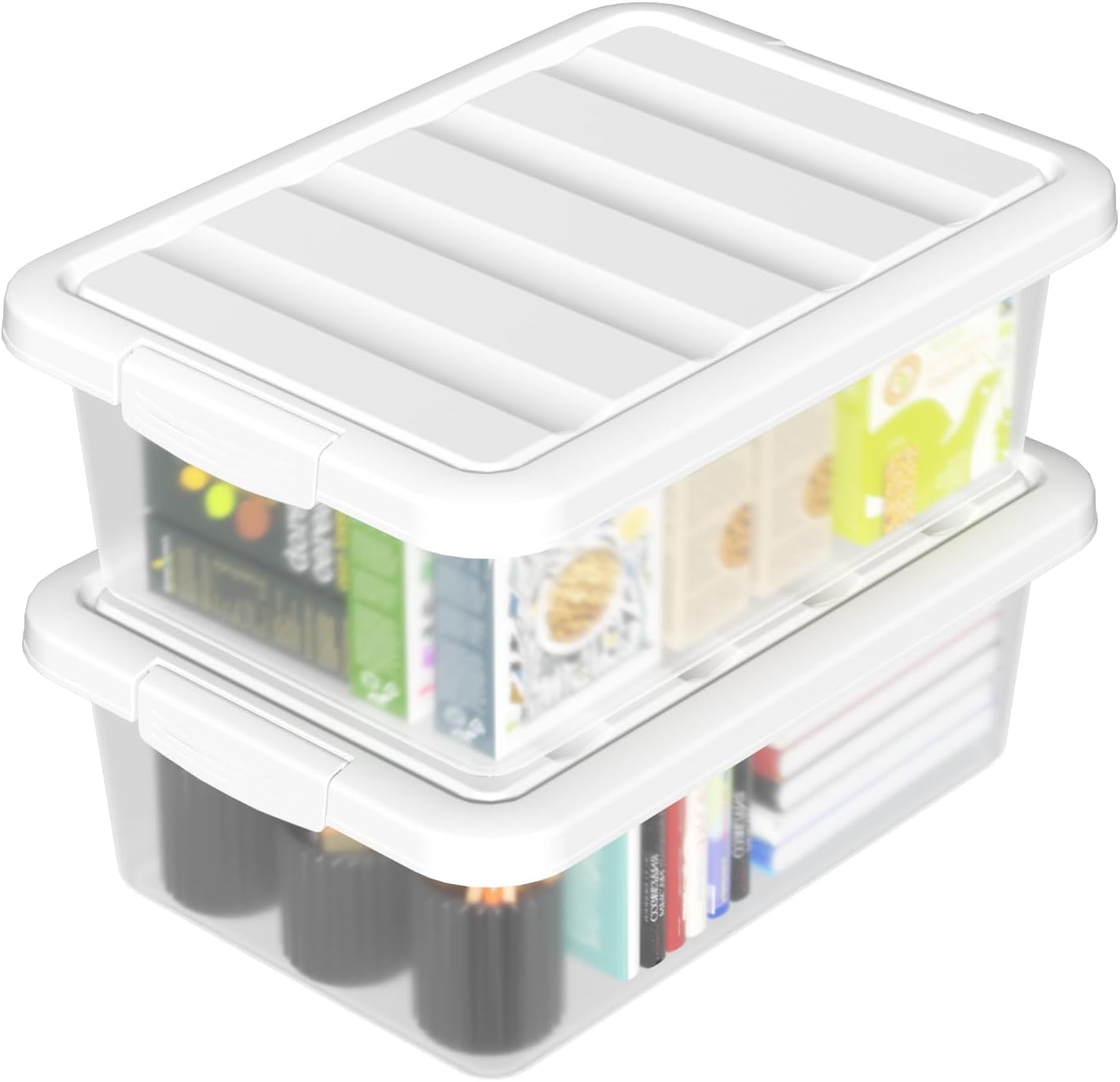 14 Quart Plastic Clear Storage Bin, Stackable Latching Box with Lid, 2 Packs