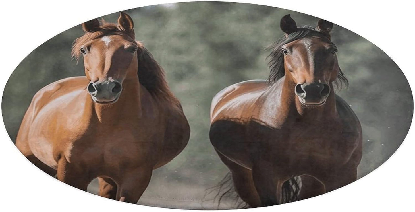 Animales Horses Circle Rug Retro Luxury Coral Velvet Floor Mat Non Slip Soft Indoor Floor Carpet Comfy Thickened Area Rugs Modern Aesthetic Minimalist Carpets for Home Decor