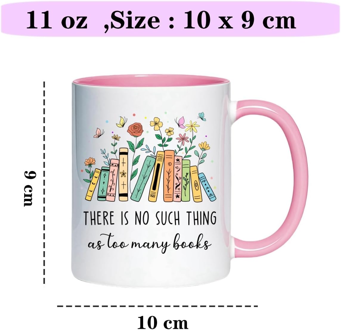 Book Lovers Coffee Mug, Reading Gift for Reader Woman Man, 11 oz Ceramic Water Coffee Cup for Bookworms Bookish Reader Book Club Party Mug (Too many Books)