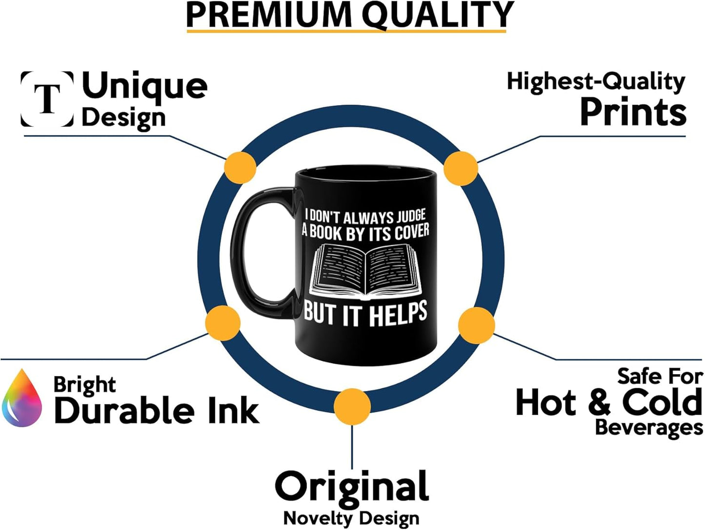 Book Lover Coffee Mug 11oz Black -I dont always - Bookworm Literature Library Book Lover Reader Booked Editor Intellectual Studious