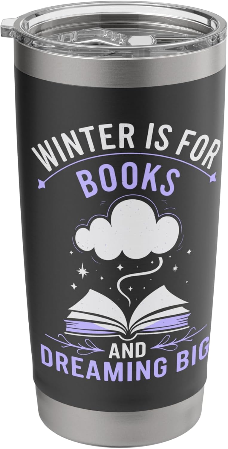 Reading All Winter Cozy Book Lover and Literary Escape Stainless Steel Insulated Tumbler