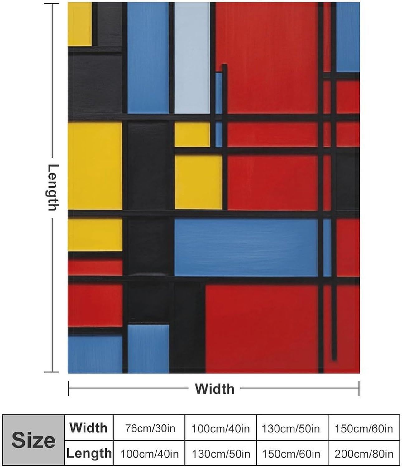 Composition in Red Yellow Blue And Black Throw Blanket for Couch Super Soft Warm Lightweight Throw Blankets Cozy Flannel Bed Blanket Cute Decorative Blankets for All Seasons Home Decor Gift 30"*40"（76