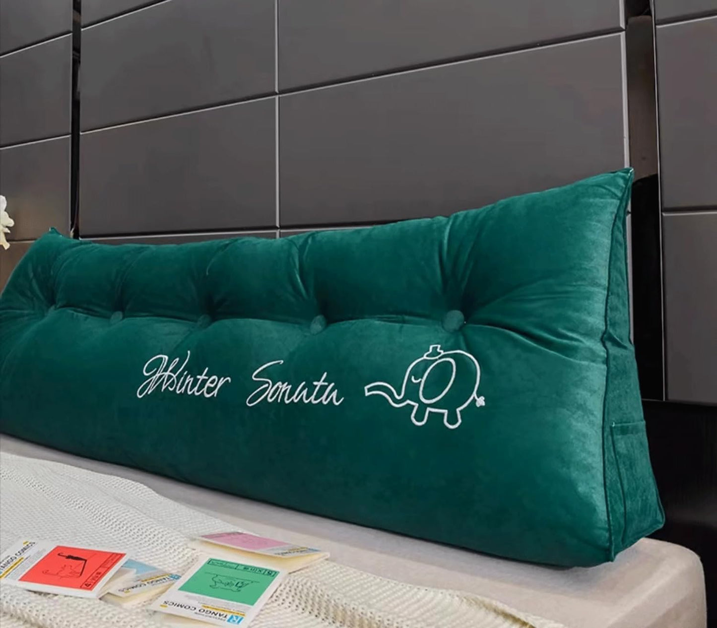 Large Headboard Pillow Wedge Reading Pillow Fleece Backrest Reading Rest Pillow,Triangle Back Cushion Day Bed Bench Rest Pillow with Washable Cover(Size:120x20x50cm(47x7.8x20),Color:G)