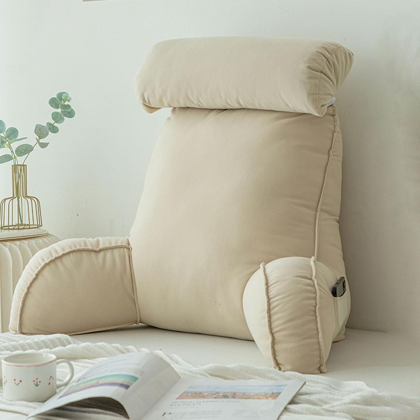 Bedside Sofa Pillow Backrest,Large Adult Bed Rest Pillows Back Support,Cute Reading Pillow for Bed Adult,Unmatched Support Bed Rest Sit Up Pillow Support While Reading,Watching TV