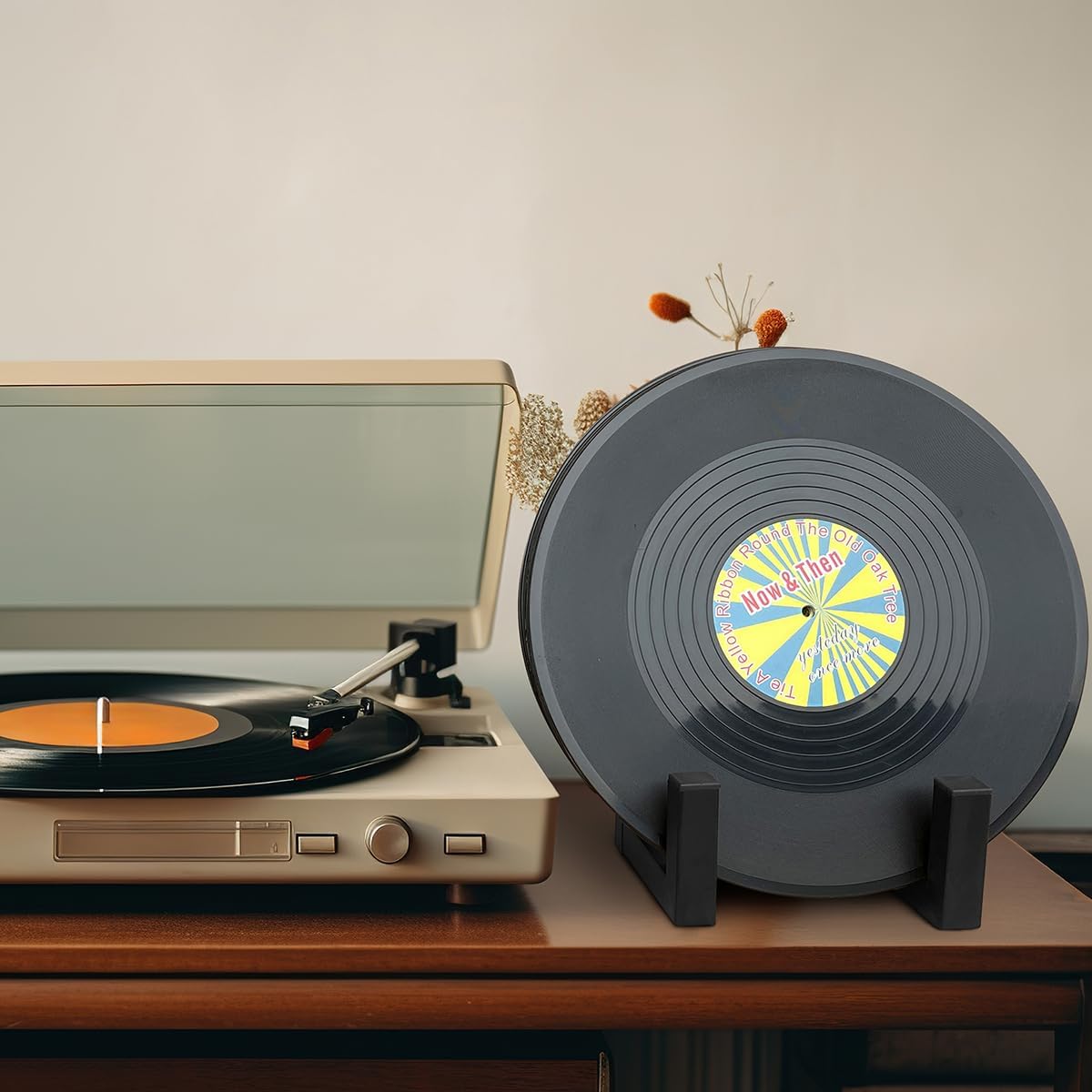 Vinyl Record Holder Stand, Metal Easel Display Stand, Iron Picture Stand for Display, Black LP Record Display Stand, Plate Holder Picture Stands for Display, Retro Style Album Holder (1 in Black)