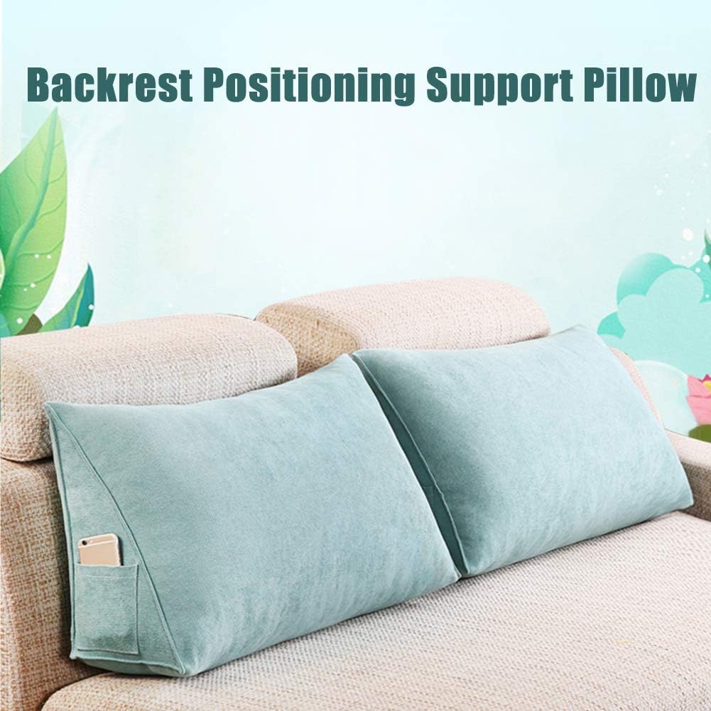 Sofa Board Cushion Triangular Wedge Pillow Velvet Backrest Positioning Support Reading Pillow Wedge Cushion Office Lumbar Pad with Washable Cover (Scarlet 70x30x20cm(28x12x8inch))