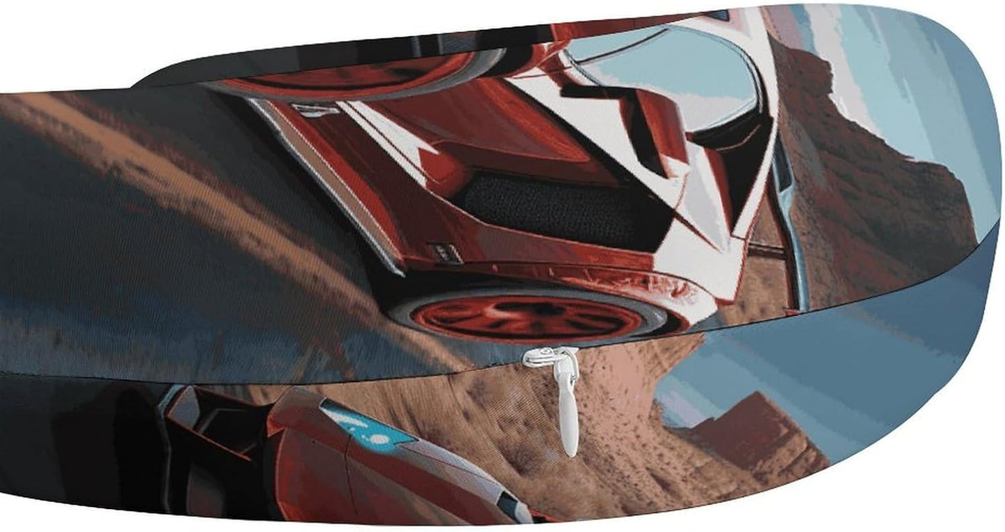 Red Race Car Neck Pillow Memory Foam U Shaped Pillows Portable Pillows for Shoulder Travel Head Support Pillow with Concealed Zipper for Airplane Car Home Office