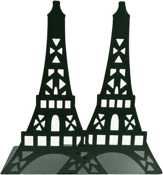 Winterworm Stylish Classical Hollow Out Modern France Paris Landmark Eiffel Tower Metal Decorative Bookend Book End Book Organizer for Library School Office Home Desk Study Gift (Black)
