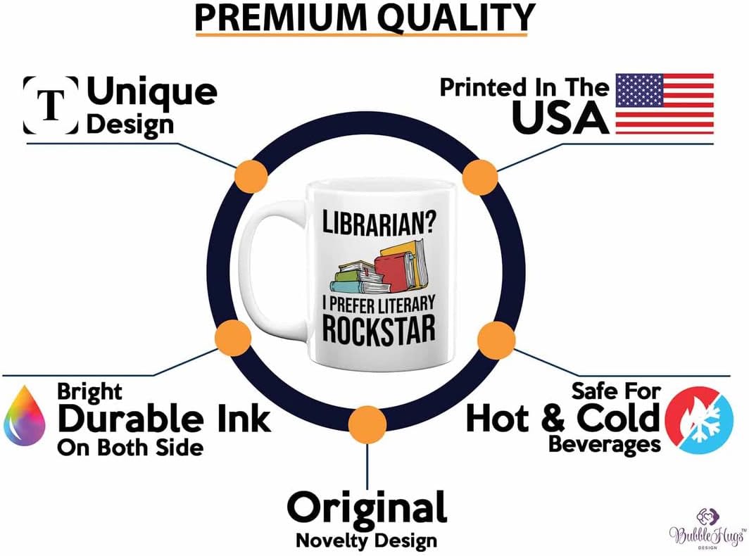 Book Lover Coffee Mug 11oz White - literary rockstar - Gifts for Book Club Readers Book Nerd Librarians Book Worm Bookish