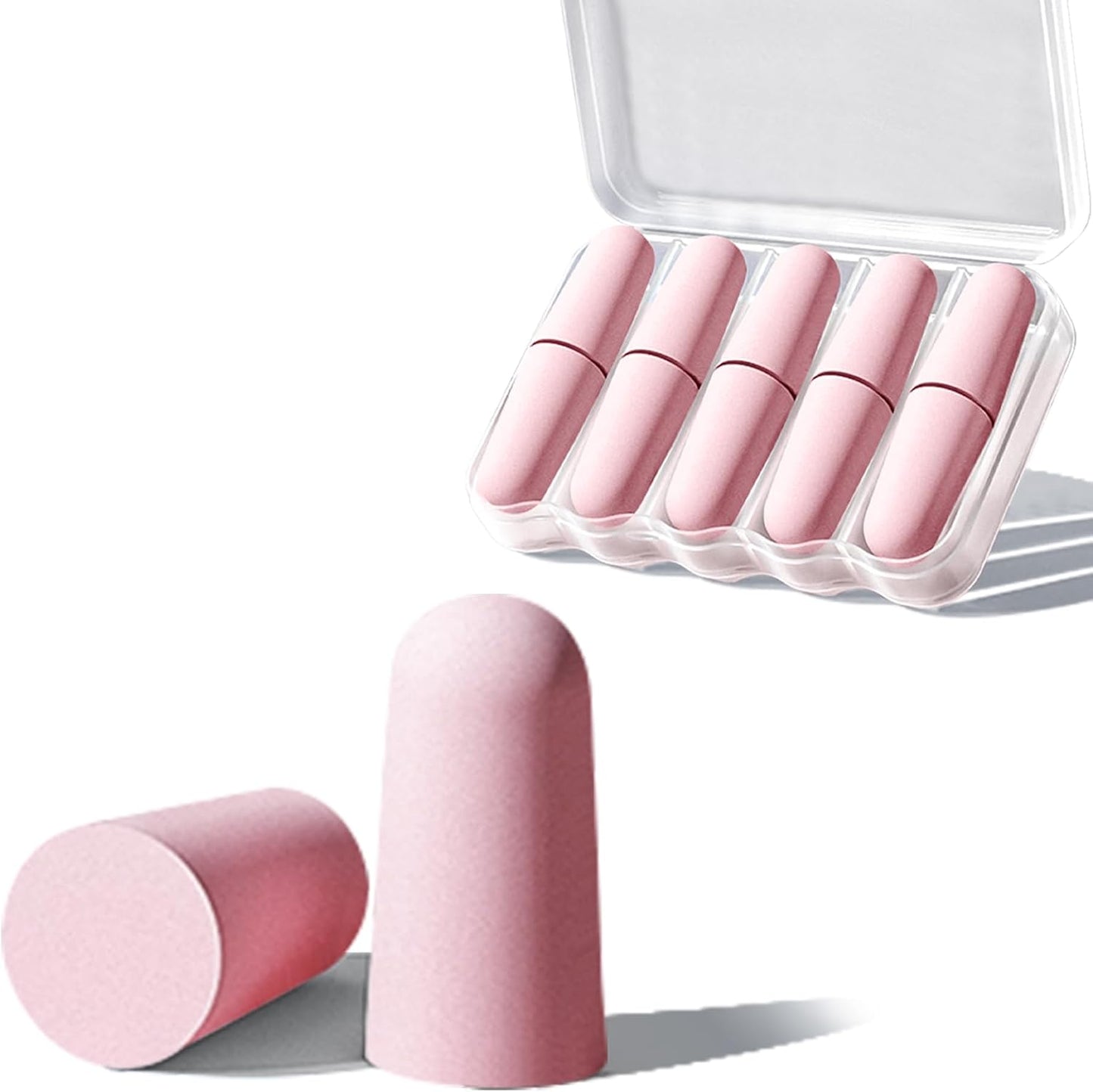 Soft Foam Ear Plugs for Sleep, 5 Pairs Noise Cancelling Earplugs with Case for Sleeping, Traveling, Snoring, Loud Noise, Construction and Studying, Pink