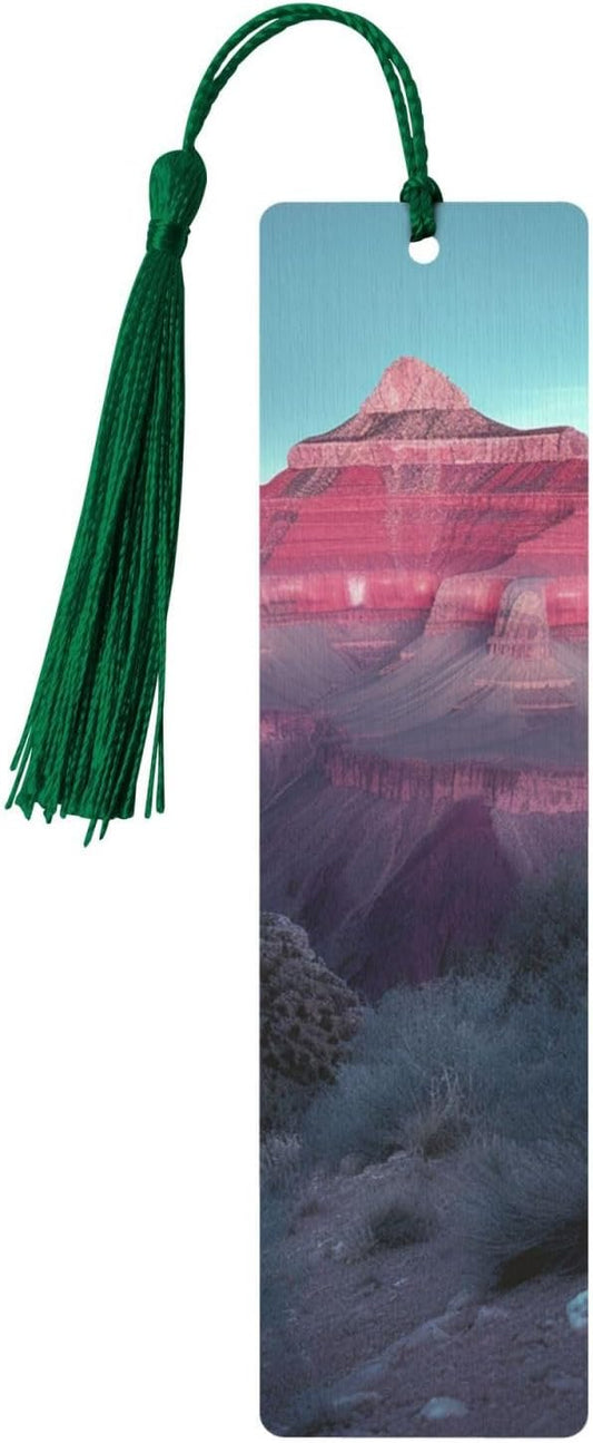 Grand Canyon Bookmarks Gifts for Women Men, Wooden Bookmarks for Book Lovers, Vintage Book Marks Ornaments with Tassel, Unique Personalized Reading Page Markers Dark Green