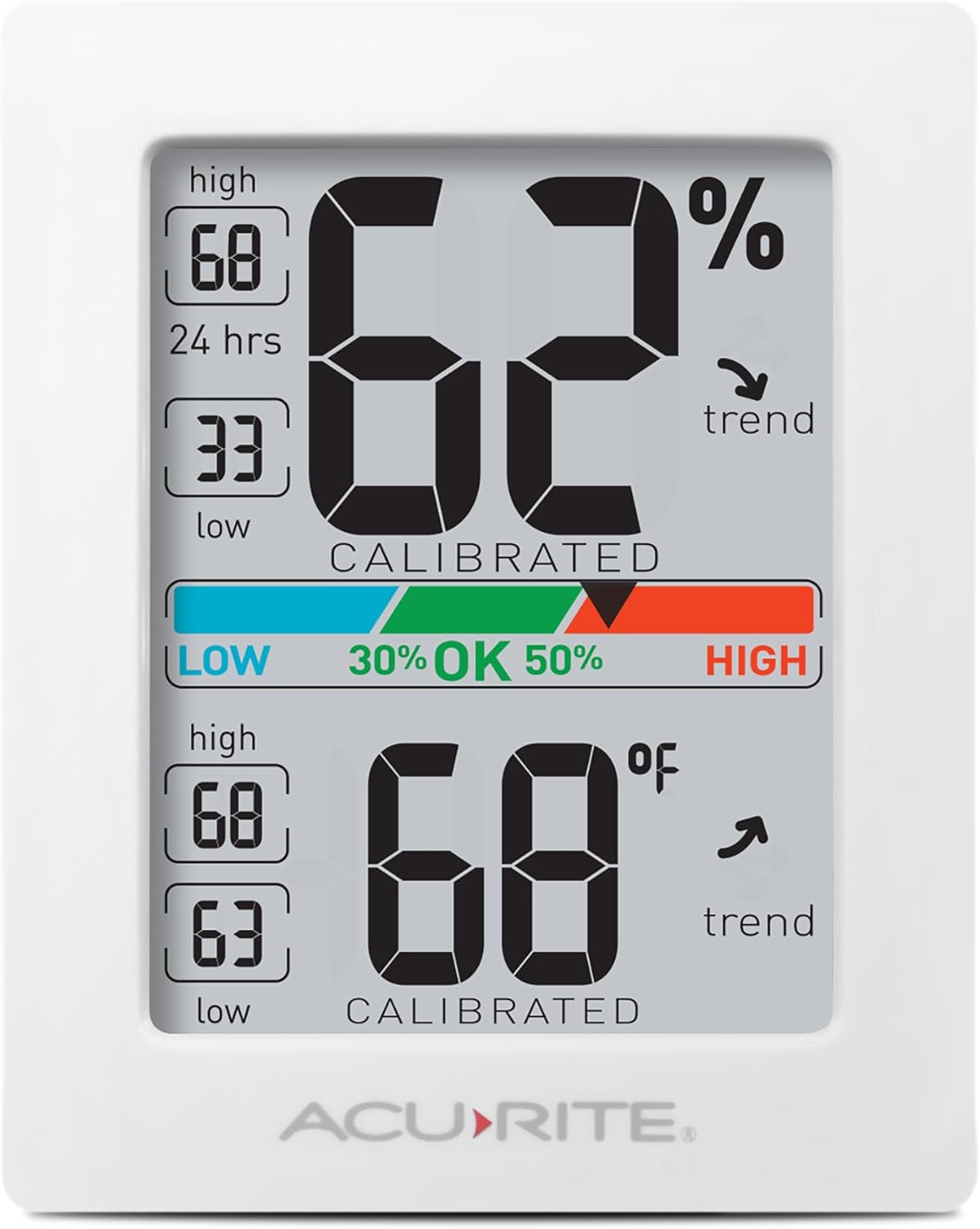 AcuRite Humidity Meter Hygrometer and Indoor Digital Thermometer with Temperature Gauge and Humidity Gauge, Room Thermometer Comfort Scale, 3 x 2.5 Inches, White (01083M)