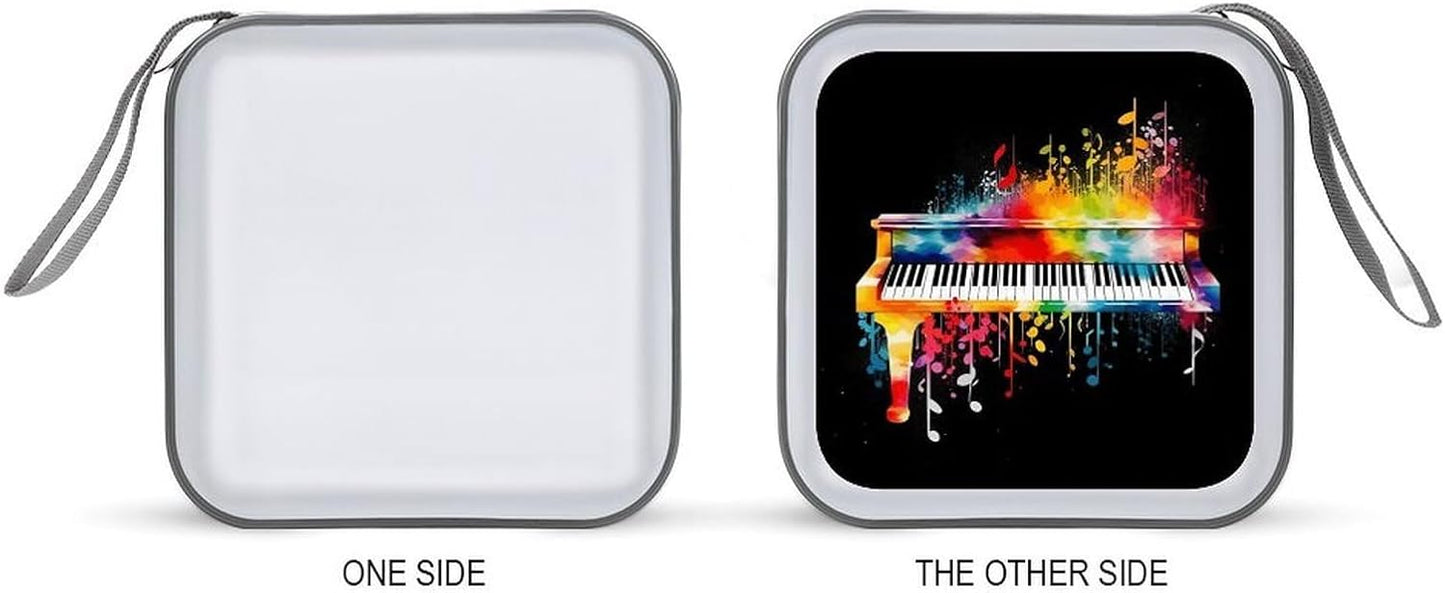 Colorful Piano Keyboard Music Note CD Case 40 Capacity Case Zipper CD Collection Bag with Handles Cover DVD Storage Hard Plastic DVD Disc Cases Storage Binder for Car Home Office Travel