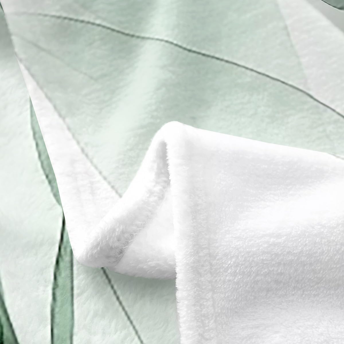 Green and Grey Boho Flannel Blanket Watercolor Floral Throw Blanket Ink Painting Style Flower and Leaf Cozy Throws for Bed Couch Sofa,Kids Boys Girls Room Decor,Soft and Breathable(40 x 50 Inches)
