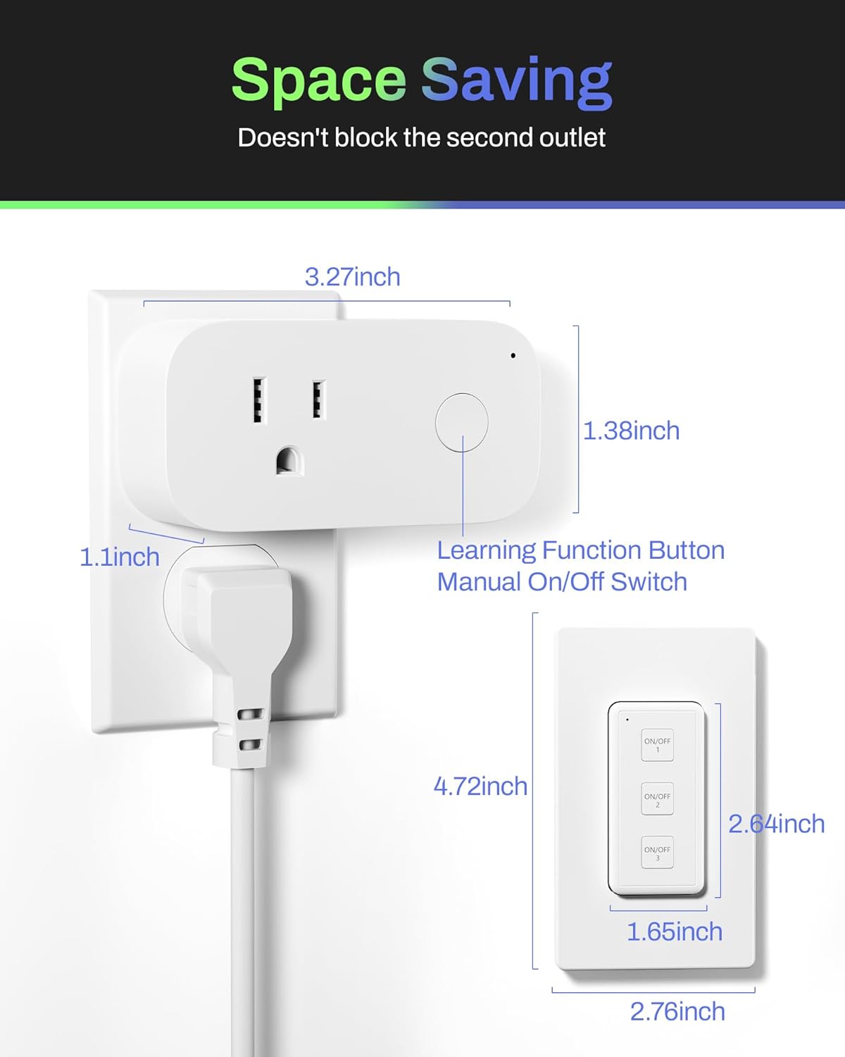 BN-LINK Wireless Remote Control Outlet Switch – 3-Outlet Kit with Magnetic Remote & Wall-Mount Holder, Remote Plugs for Lights & Appliances, Outlet Remote Control Wireless, Up to 100 ft Range