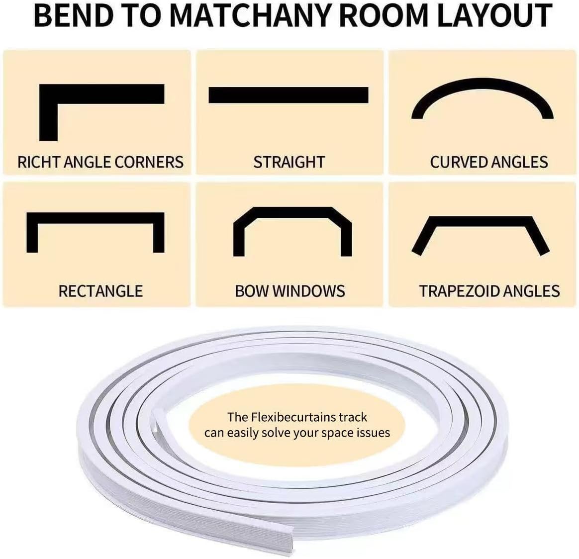 Extra Wide 8.3ft Curtains Flexible Ceiling Track Set Room Divider Blackout Thermal Insulated Ceiling Mount Drapes with Hooks for Living Room Bedroom, Privacy Divider, White Rail 1 Panel 100"x84" Black