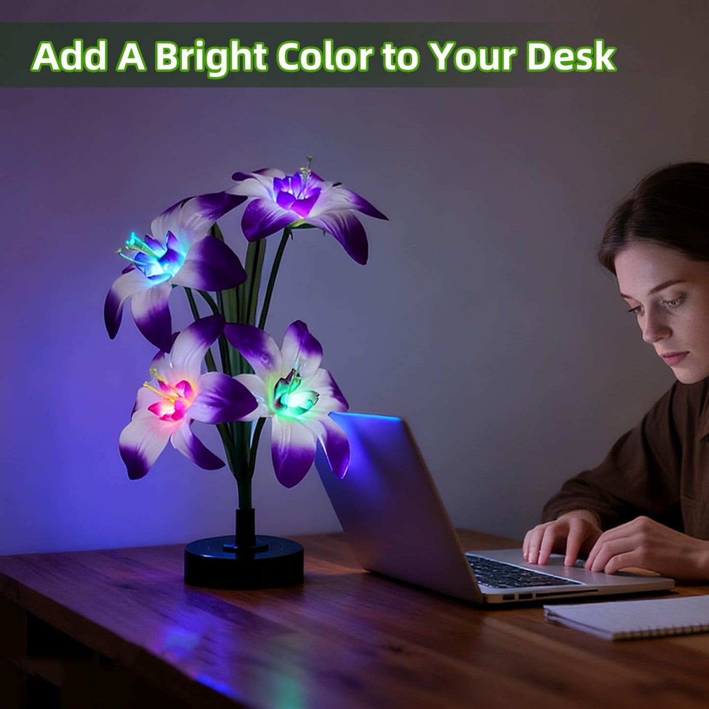 Solar Flowers Lights - Solar Garden Lights Outdoor Waterproof Lily Flower, 40 Hours Color Changing Solar Powered Outside Decor Decoration for Yard Patio Pathway Lawn, Gifts for Mom, 2pcs