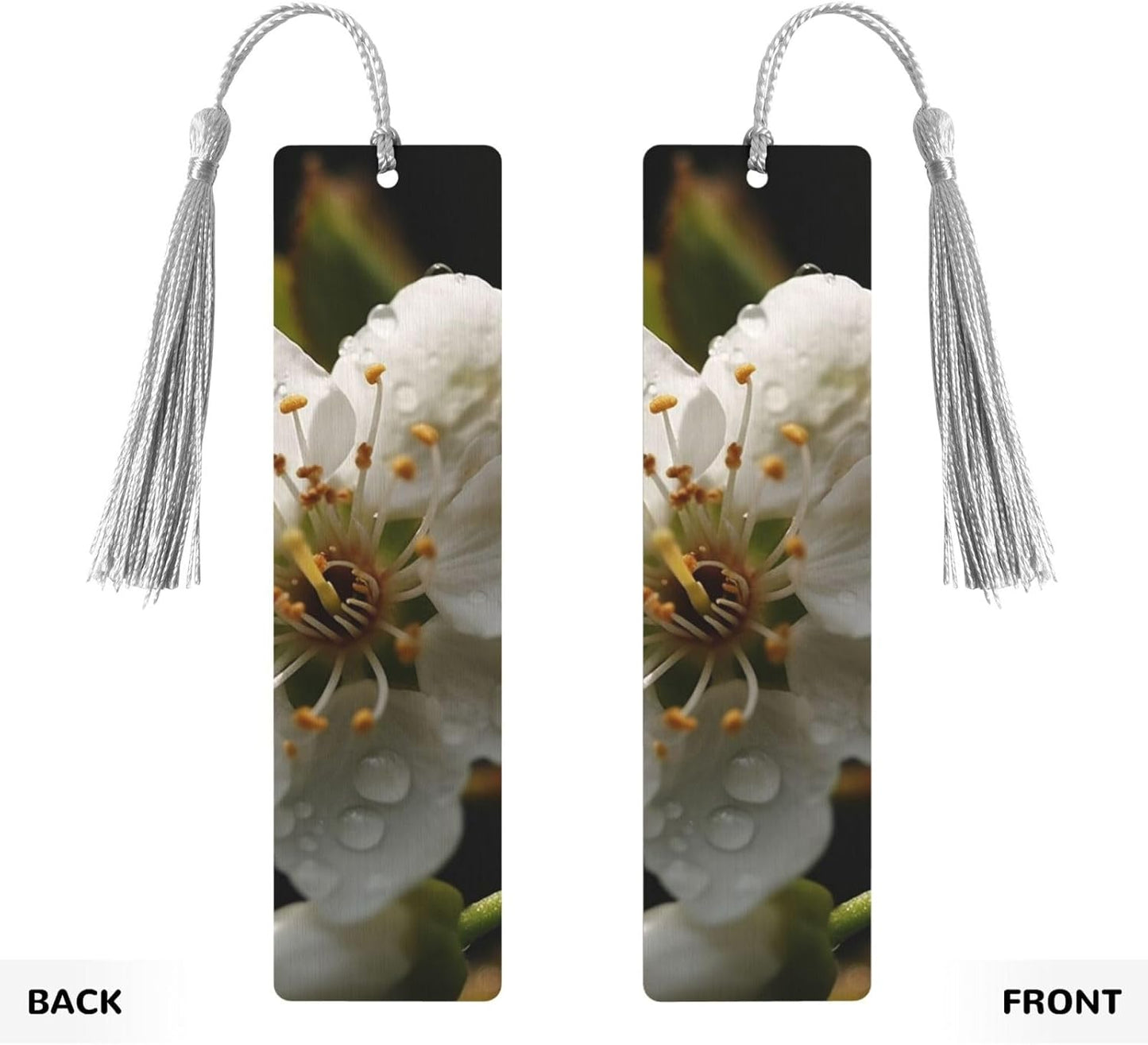 White Pear Blossom Bookmarks Gifts for Women Men, Wooden Bookmarks for Book Lovers, Vintage Book Marks Ornaments with Tassel, Unique Personalized Reading Page Markers Gray