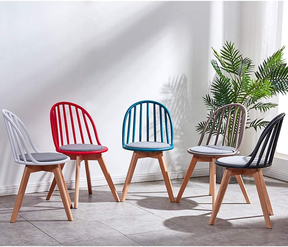 RXBFD Comfortable Chair Modern Dining Chair with Solid Wood Legs,Ergonomically Designed Comfort Curve,for Living Room/Cafe/Lounge/Study Room/Dining Room/Pub,5 Colors Leisure Chair
