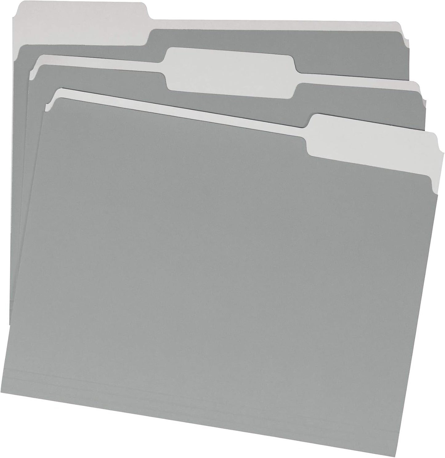 Amazon Basics File Folders for Organization, Letter Size, 1/3 Cut Tab, Gray, 36-Pack